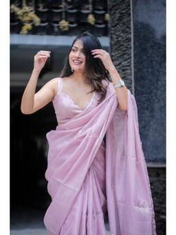 Sutra Attire - Lavender Gota Patti Kota Doria Saree with Unstitched Blouse