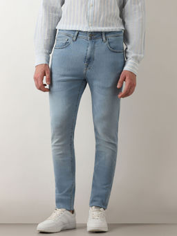Selected - Blue Mid Rise Leon Slim Fit Jeans