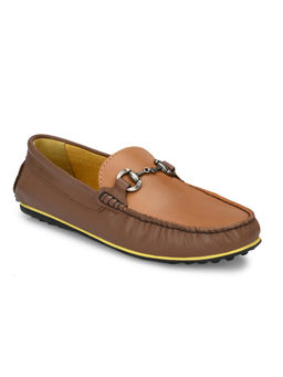 Hitz - Men's Brown Leather Slip-On Loafers Shoes