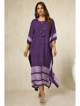 Soch - Womens Purple Chinon Kaftan with Sequins