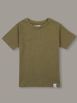 Jumping Joey - Boys Solid Olive Regular Fit T-Shirt