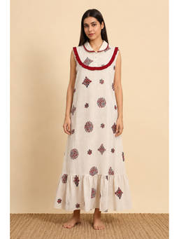 SEPHANI - Women Off White Printed Night Dress