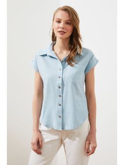 Trendyol - Womens Blue Solid/plain Shirt