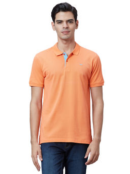 Park Avenue - Slim Fit Printed Medium Orange T-Shirt