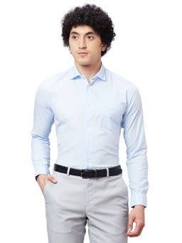 Park Avenue - Slim Fit Solid Medium Blue Shirt