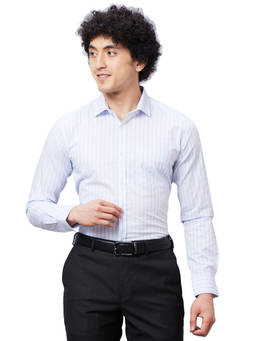 Park Avenue - Slim Fit Striped Light Blue Shirt