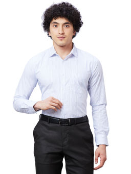 Park Avenue - Slim Fit Striped Medium Blue Shirt