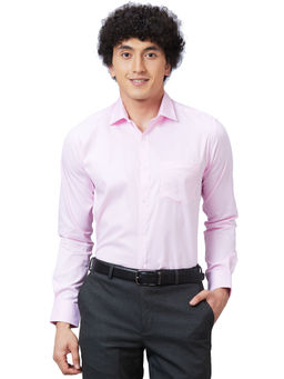 Park Avenue - Slim Fit Self Design Light Pink Shirt