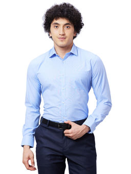 Park Avenue - Slim Fit Self Design Medium Blue Shirt