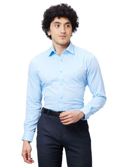 Raymond - Slim Fit Self Design Medium Petrol Shirt
