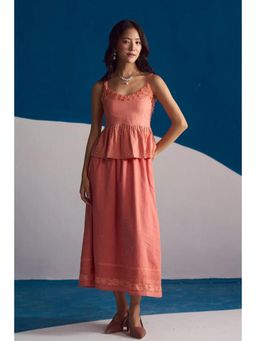 Dearme - Coral Blossom Hand-Embroidered Co-Ord Set