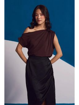 Dearme - Burgundy Espresso One-Shoulder Top