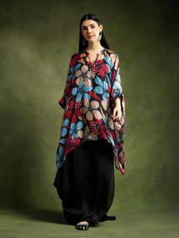 QAIYNAT - Silk Multi-Colour Printed Kaftan Top