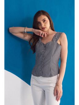 Dearme - Black Vivienne Gingham Corset-Style Top