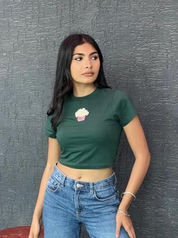 Dearme - Green Popcorn Baby Crop Top
