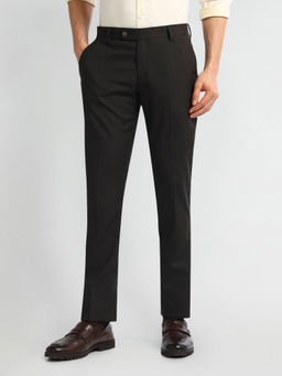 Arrow - Brown Solid/Plain Mid Rise Carson Formal Trousers