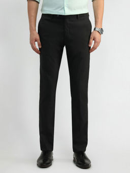 Arrow - Black Solid/Plain Mid Rise Formal Trousers