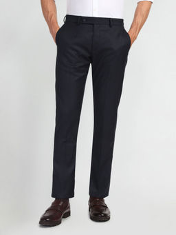 Arrow - Blue Solid/Plain Mid Rise Carson Formal Trousers