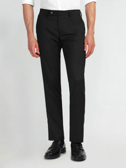 Arrow - Black Solid/Plain Mid Rise Carson Formal Trousers