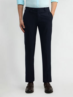 Arrow - Blue Solid/Plain Mid Rise Formal Trousers