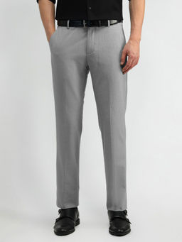 Arrow - Grey Solid/Plain Mid Rise Formal Trousers