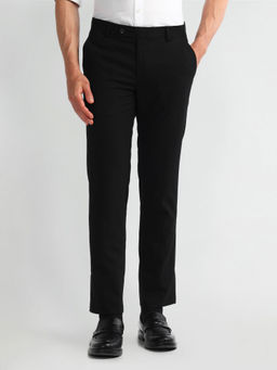 Arrow - Black Solid/Plain Mid Rise Formal Trousers