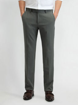 Arrow - Green Solid/Plain Mid Rise Formal Trousers