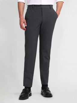 Arrow - Grey Solid/Plain Mid Rise Formal Trousers