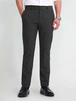 Arrow - Grey Solid/Plain Mid Rise Formal Trousers