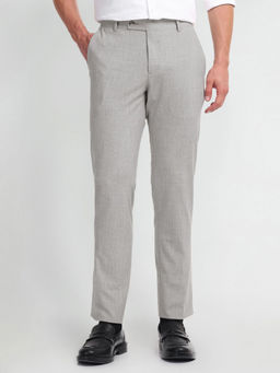 Arrow - Grey Self Design Heathered Formal Trousers