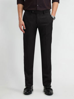 Arrow - Black Solid/Plain Mid Rise Formal Trousers