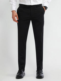 Arrow - Black Solid/Plain Slim Fit Formal Trousers
