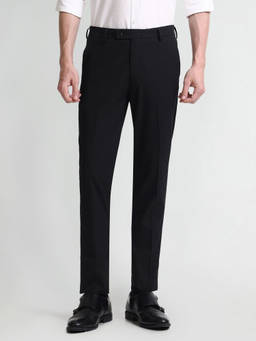 Arrow - Black Solid/Plain Mid Rise Slim Fit Formal Trousers