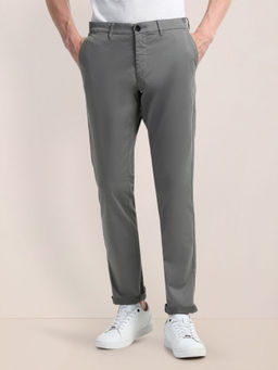 U.S. POLO ASSN. - Grey Solid/Plain Denver Slim Fit Chinos