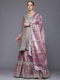 Ahalyaa - Embroidered Women's Kurta Dupatta and Skirt - Semi-Stitched Dress Material (Set of 3)