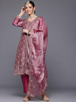 Ahalyaa - Embroidered Women's Kurta Bottom and Dupatta - Semi-Stitched Dress Material (Set of 3)