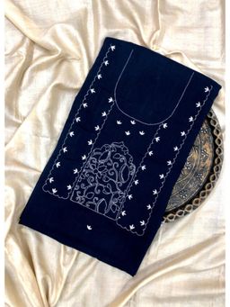 Palash - Navy Blue Hand Embroidered Cotton Kurti Piece
