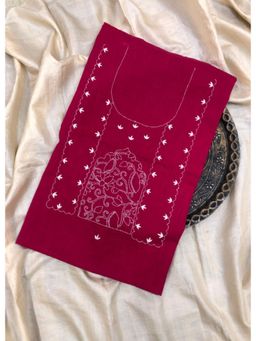 Palash - Magenta Hand Embroidered Cotton Kurti Piece