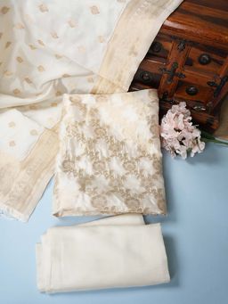 MUFFLY - Women Multi-Color Cotton Floral Unstitched Kurta with Bottom and Dupatta (Set of 3)