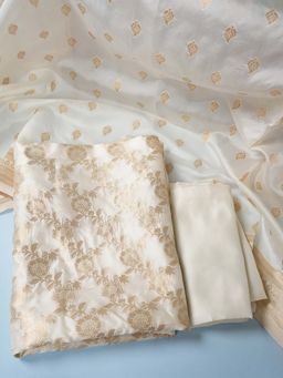 MUFFLY - Women Multi-Color Cotton Floral Unstitched Kurta with Bottom and Dupatta (Set of 3)