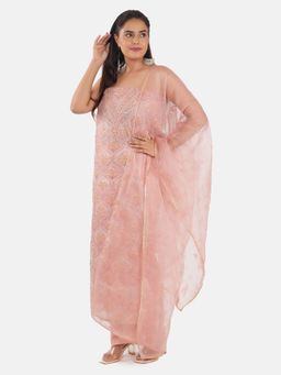 MOZAFIA - Women Pink Fabric Floral Unstitched Kurta with Bottom and Dupatta (Set of 3)