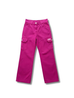 TINY GIRL - Cotton Solid Brand Name Text Detailed Jeans-Pink