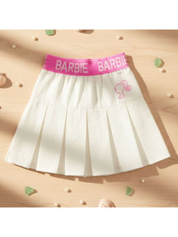 TINY GIRL - Cotton Woven Brand Logo Printed Skirt- Off White