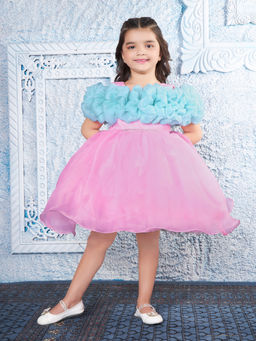 Mini Stitch - Off Shoulder Sequined Dress- Pink