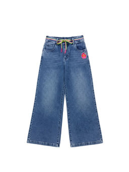 TINY GIRL - Cotton Woven Solid Jeans-Blue