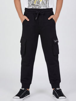 max - Boys Solid Joggers-Balck