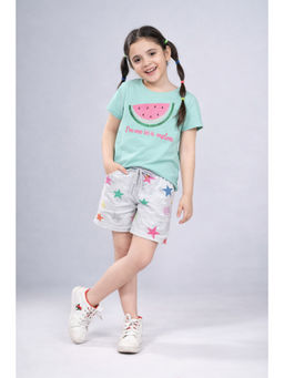 PLUM TREE - Gilter Printed T-Shirt And Shorts-Aqua