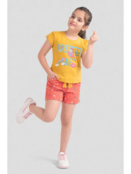 PLUM TREE - Gilter Printed T-Shirt And Shorts-Yellow