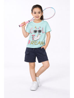 PLUM TREE - Gilter Printed T-Shirt And Short- Aqua