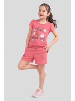 PLUM TREE - Gilter Printed T-Shirt And Short- Orange